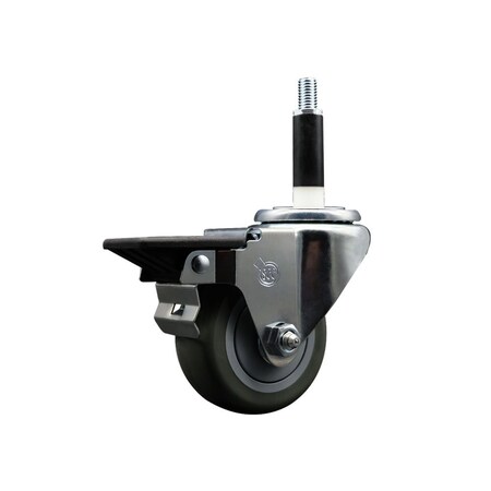 Service Caster 3'' Gray Poly Swivel 7/8'' Expanding Stem Caster with Brake SCC-EX20S314-PPUB-PLB-78